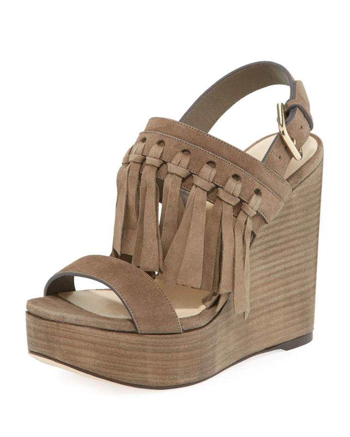 Nya Suede Fringe Wedge