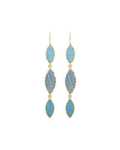 14k Frosted Triple Marquis Opal Dangle Earrings