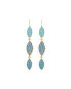 14k Frosted Triple Marquis Opal Dangle Earrings