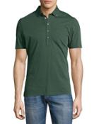 Cotton Button-front Polo Shirt, Blue/green