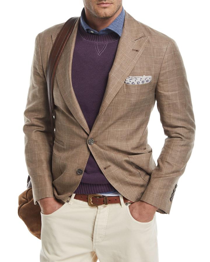 Glen Plaid Wool-linen Sport Coat,
