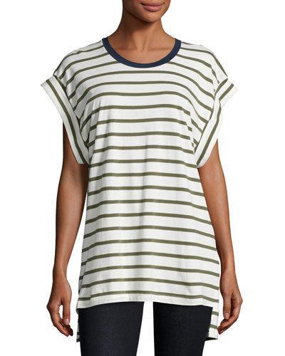 On Your Mark Striped Tee, Olive