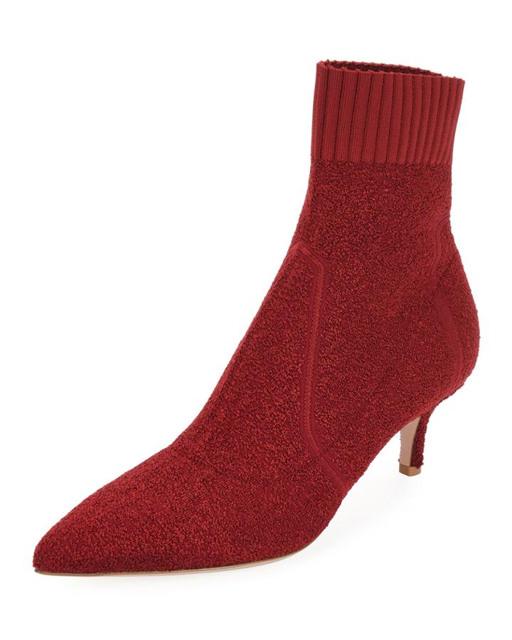 Boucle Knit Low-heel Bootie