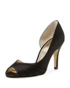 Flynn Satin Peep-toe Pump