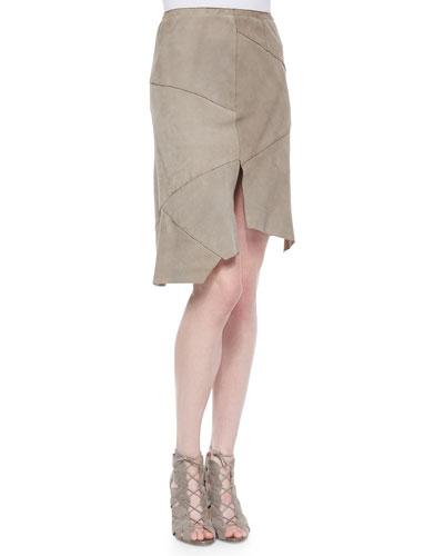 Nicola Suede Skirt W/ Cutout Hem