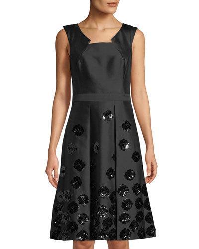 Floral-sequin Fit-&-flare Dress