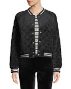 Quilted Velour Bomber Jacket