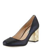 Scarlet Pump With Quilted Block Heel