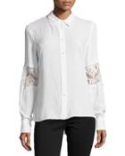 Lace Embellished Button-front Blouse,