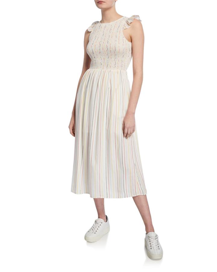Smocked Striped Fit-&-flare