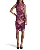 Mock-neck Embroidered Velvet Dress