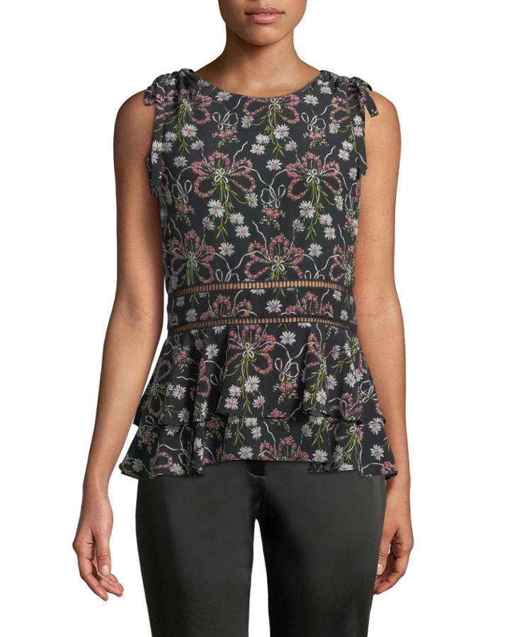 Michelle Bow-shoulder Peplum Blouse