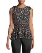 Michelle Bow-shoulder Peplum Blouse
