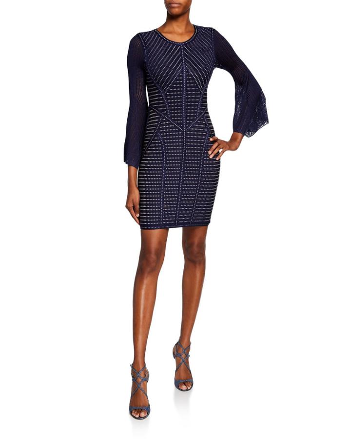 Cutout Jacquard Knit Bodycon Dress