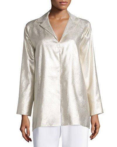 Long-sleeve Metallic Tunic, Gold