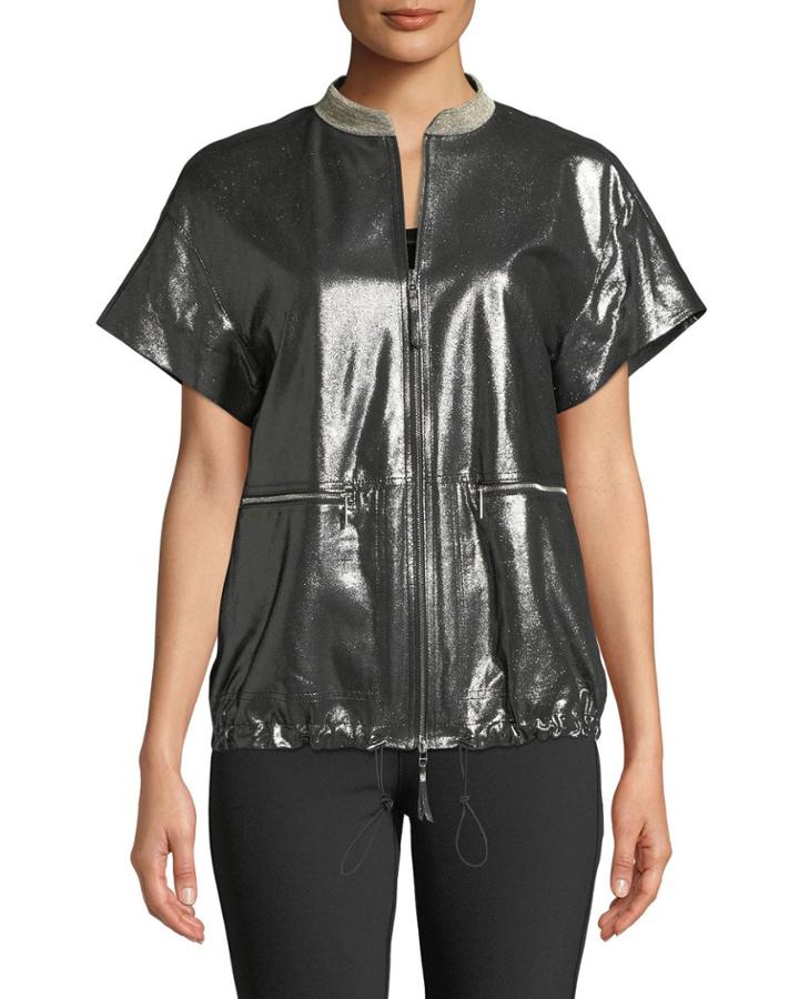 Jagger Stardust Glitter Suede Short-sleeve Jacket
