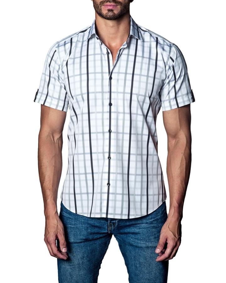 Semi-fitted Short-sleeve Windowpane
