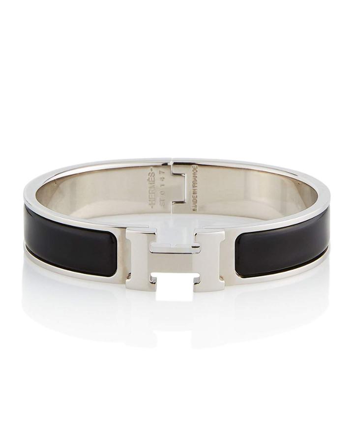 Estate Narrow Clic Clac H Bracelet, Black/silver