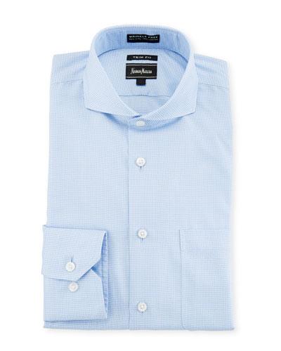 Trim-fit Non-iron Check-print Dress Shirt,