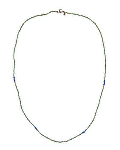 Long Hematite & Lapis Beaded Necklace