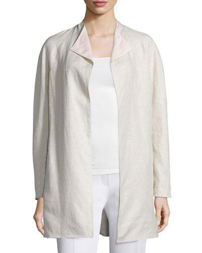 Double-face Linen Jacket, Natural/pink