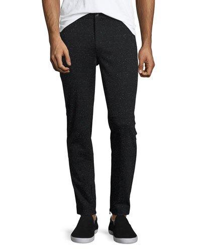 Melange Moto Slim-straight Pants, Black