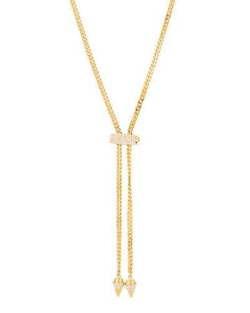 24k Gold-dipped Mini Titan Crystal Lariat Necklace, White