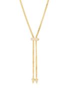 24k Gold-dipped Mini Titan Crystal Lariat Necklace, White