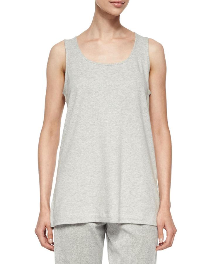 Plus Size Scoop-neck Cotton Interlock Tunic/tank, Gray Heather