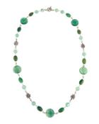 Long Fluorite & Dyed Green Jade Necklace