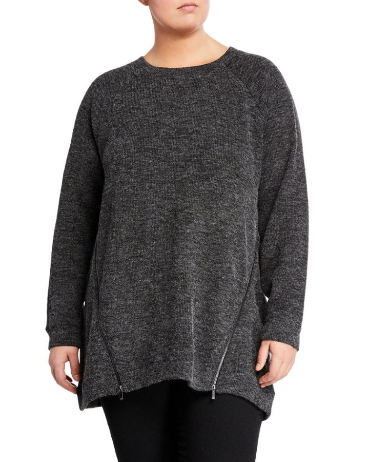 Rowan Pullover Zipper-front Sweater,