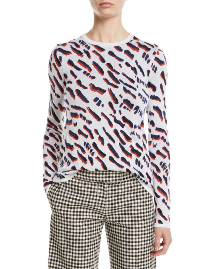 Abstract Animal-jacquard Fitted Crewneck