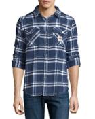 Plaid Flannel Button-front Shirt, Atlantic Check