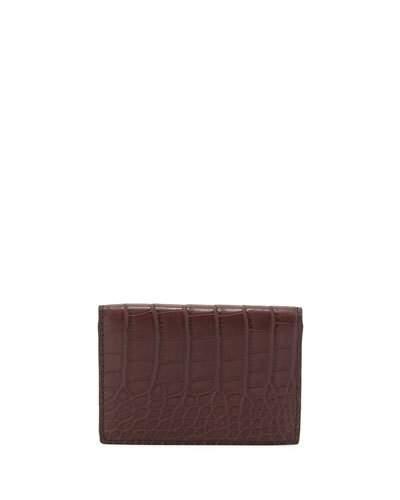 Crocodile-embossed Card Holder, Brown