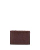Crocodile-embossed Card Holder, Brown
