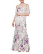 High-neck Floral-embroidered Sleeveless Column Gown