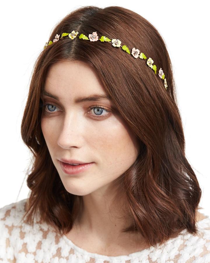 Madeline Painted Floral Bandeau Headband, Pink/green