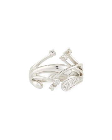 18k White Gold Asymmetric Diamond Ring