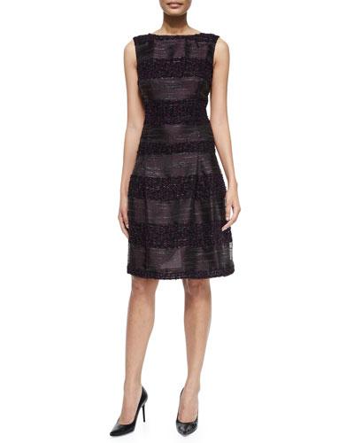 Sleeveless Combo Stripe Dress, Black