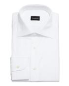 Ermenegildo Zegna White-on-white Box Check Dress Shirt, White, Men's,