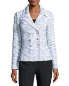 Tweed Double-breasted Jacket, Blue