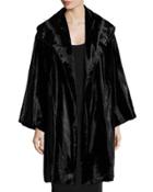 Pony-velvet Long Jacket, Black