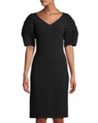 Crochet Balloon-sleeve Stretch-wool Dress