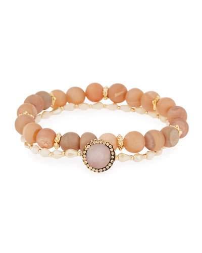 Druzy & Crystal Stretch Bracelets, Set Of