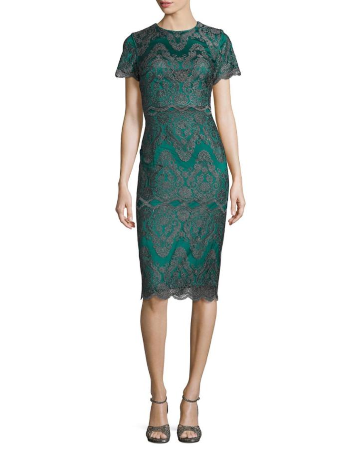 Short-sleeve Metallic Lace