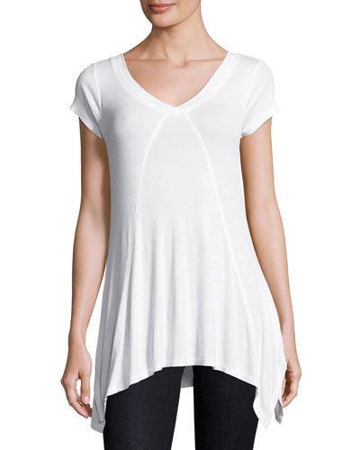V-neck Short-sleeve Ribbed Tee
