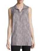 Linen-blend Sleeveless Blouse