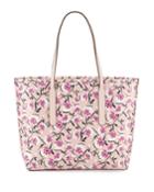 Ariana Medium Floral Saffiano Open Tote Bag