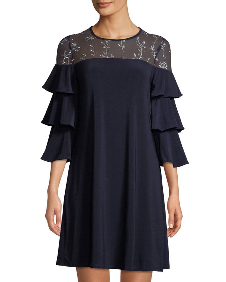 Floral Embroidered Tiered-sleeve