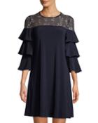 Floral Embroidered Tiered-sleeve